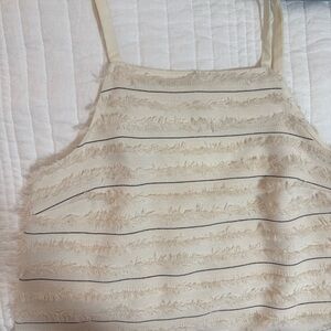 Cream and Black Striped Textured Tank Top